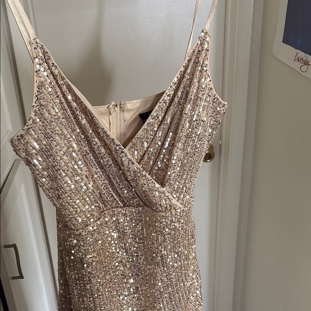 Sparkling Gold Sequin Mini Dress